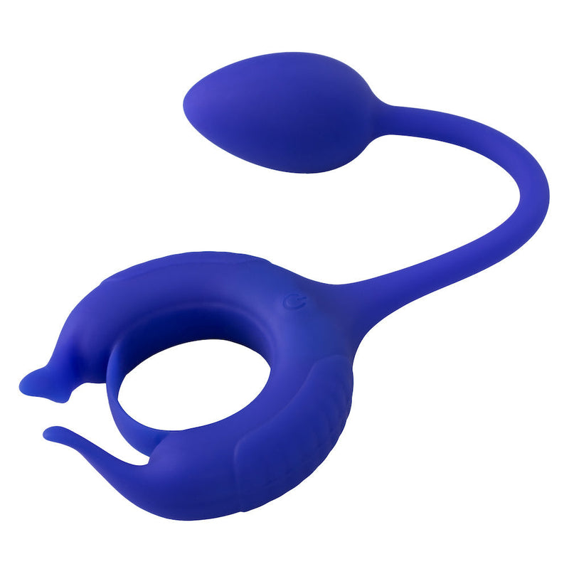 Calexotics - Admiral Cockring met Verzwaarde Vibrerende Buttplug - Blauw-Laced-up.nl