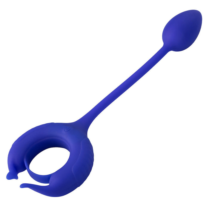 Calexotics - Admiral Cockring met Verzwaarde Vibrerende Buttplug - Blauw-Laced-up.nl