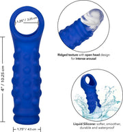Calexotics - Admiral Geribbelde Penis Sleeve - Liquid Siliconen - Blauw-Laced-up.nl