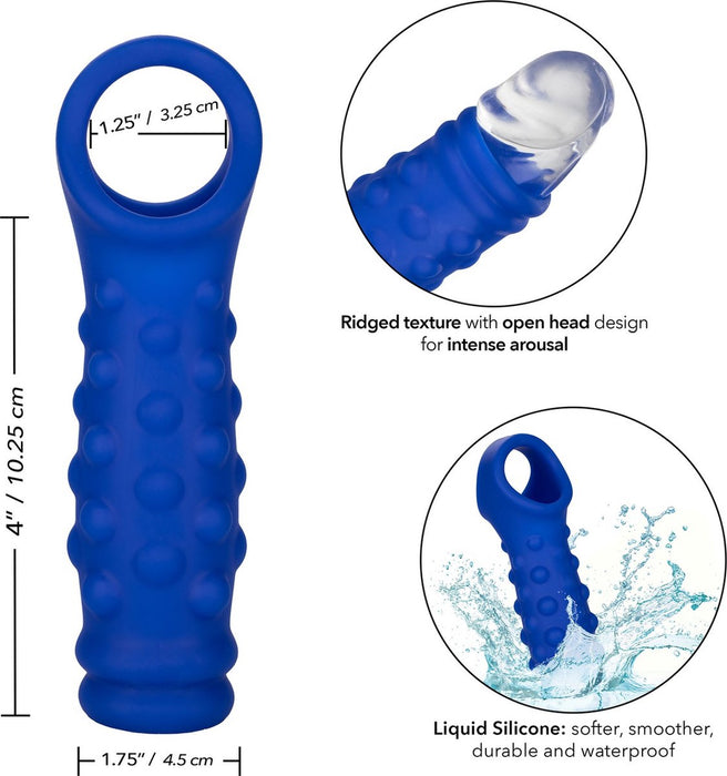 Calexotics - Admiral Geribbelde Penis Sleeve - Liquid Siliconen - Blauw-Laced-up.nl