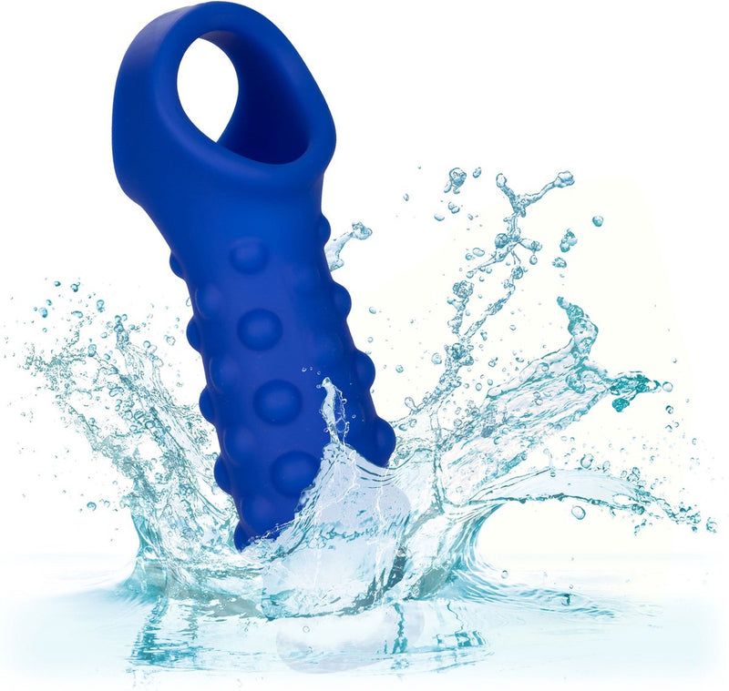 Calexotics - Admiral Geribbelde Penis Sleeve - Liquid Siliconen - Blauw-Laced-up.nl