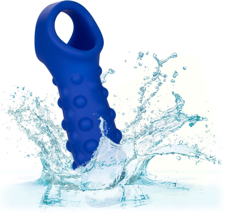Calexotics - Admiral Geribbelde Penis Sleeve - Liquid Siliconen - Blauw-Laced-up.nl