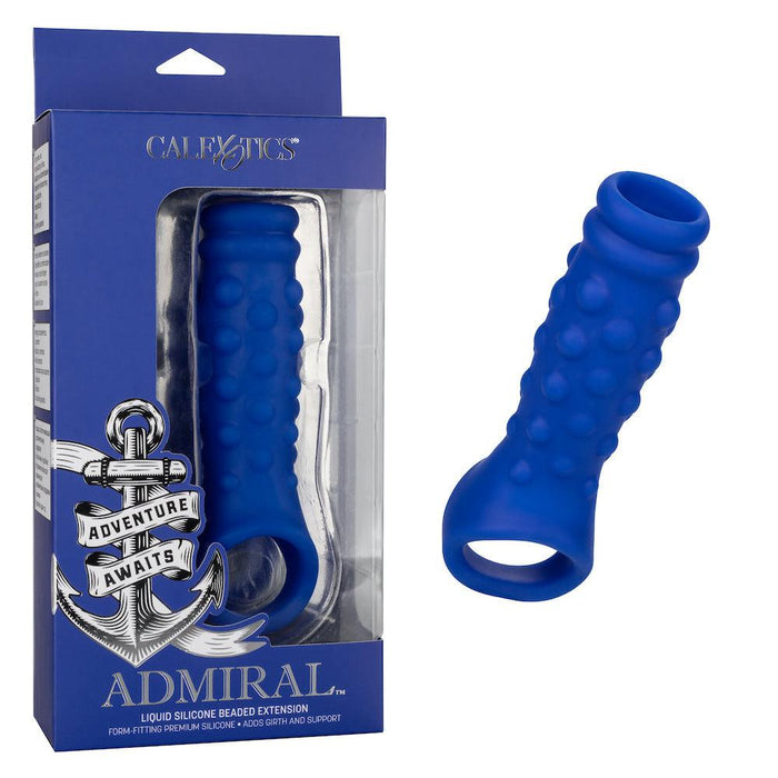 Calexotics - Admiral Geribbelde Penis Sleeve - Liquid Siliconen - Blauw-Laced-up.nl