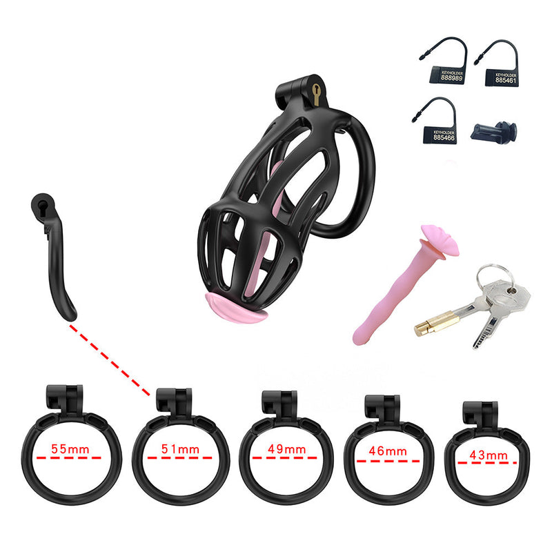 Cellmate - Centurion - Chastity Cage with Penis Plug - Penis Cage - Black - Size 3-Laced-up.nl