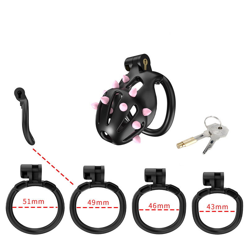 Cellmate - FlexiSpike Chastity Cage Size 1 - Kuisheidskooi - Peniskooi - Met Roze of Zwarte Spikes - Maat 1-laced-up.nl