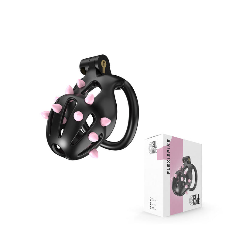 Cellmate - FlexiSpike Chastity Cage Size 1 - Kuisheidskooi - Peniskooi - Met Roze of Zwarte Spikes - Maat 1-laced-up.nl
