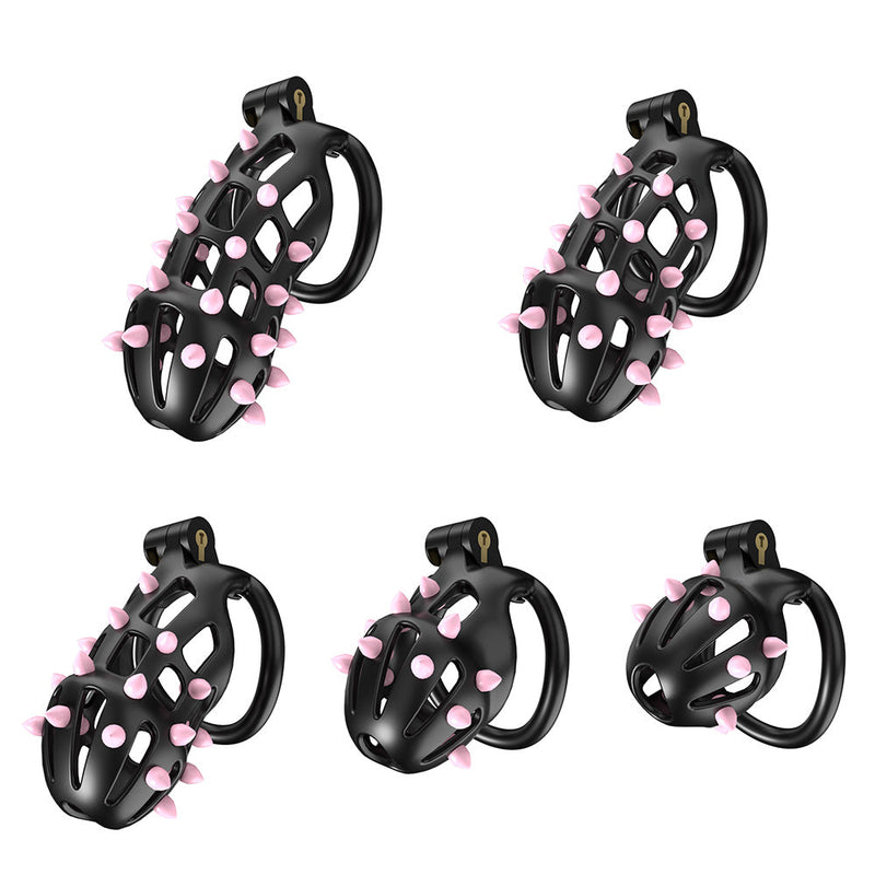 Cellmate - FlexiSpike Chastity Cage Size 1 - Kuisheidskooi - Peniskooi - Met Roze of Zwarte Spikes - Maat 1-laced-up.nl