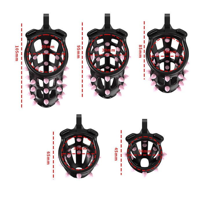 Cellmate - FlexiSpike Chastity Cage Size 4 - Kuisheidskooi - Peniskooi - Met Roze of Zwarte Spikes - Maat 4-Erotiekvoordeel.nl