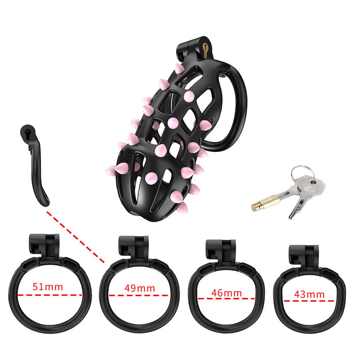 Cellmate - FlexiSpike Chastity Cage Size 4 - Kuisheidskooi - Peniskooi - Met Roze of Zwarte Spikes - Maat 4-Erotiekvoordeel.nl