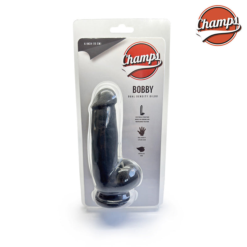 Champs - Bobby - Dual Density Dildo - 15 cm - Zwart-Erotiekvoordeel.nl