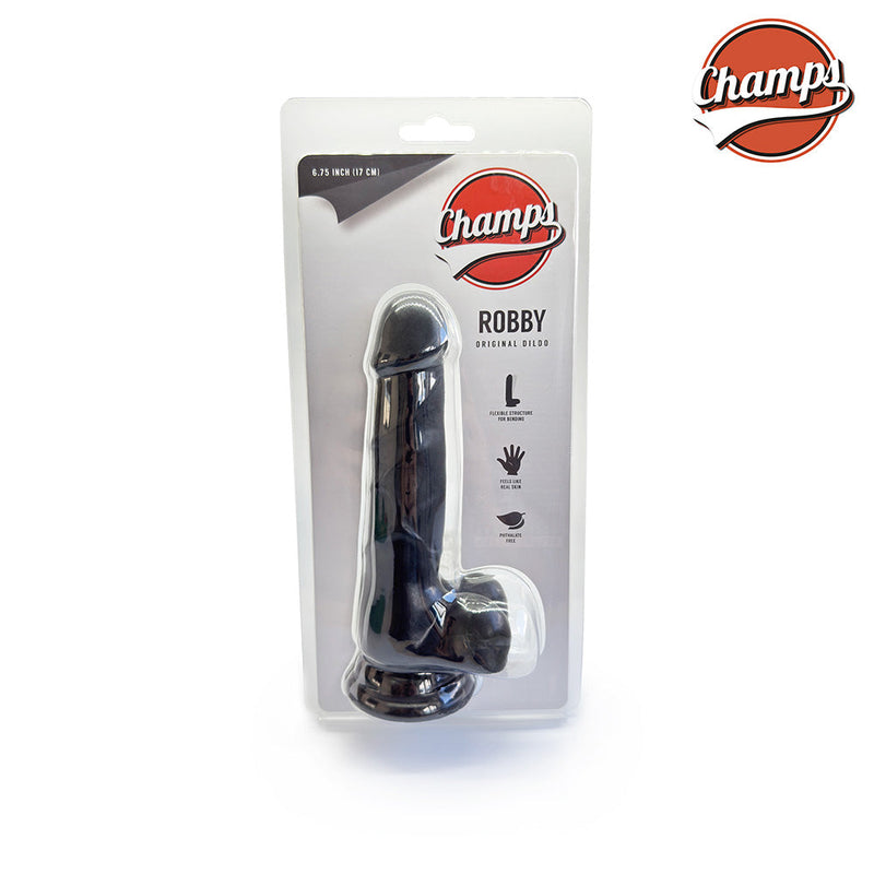 Champs - Robby - Original Dildo - 17 cm - Zwart-Erotiekvoordeel.nl