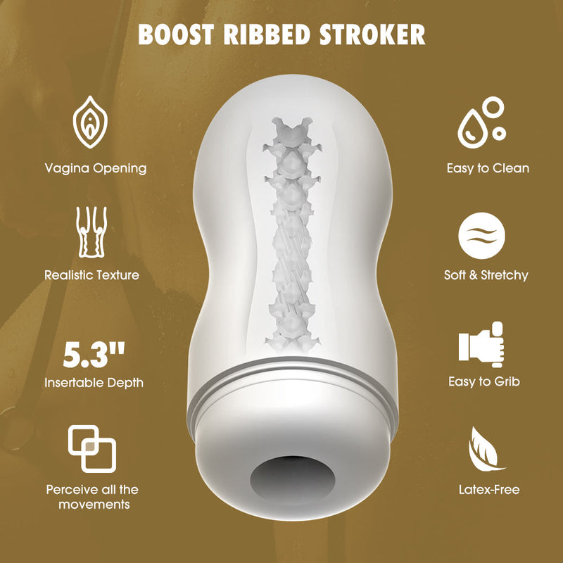 Chisa - Boost Ribbed - Stroker Masturbator - Wit-Laced-up.nl