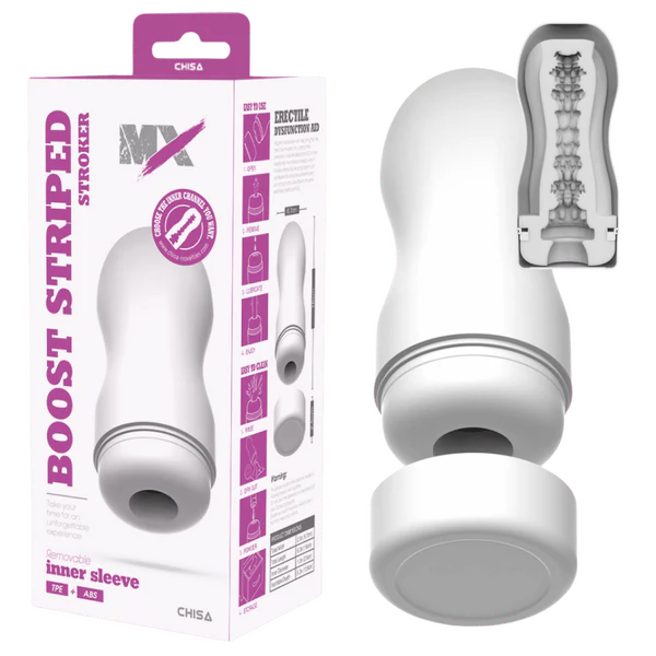 Chisa - Boost Striped - Stroker Masturbator - Wit-Laced-up.nl