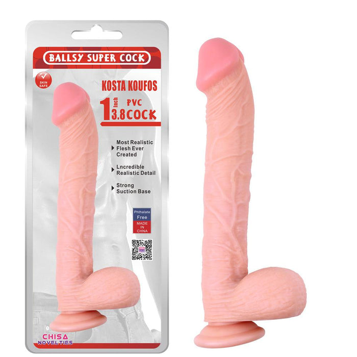 Chisa - Dildo Met Zuignap - Koufos - 35 cm x 6.1 cm - Lichte Huidskleur-Erotiekvoordeel.nl