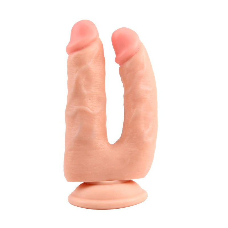 Chisa - Dubbele Dildo Met Zuignap - Bromeo - Lichte Huidskleur-Erotiekvoordeel.nl