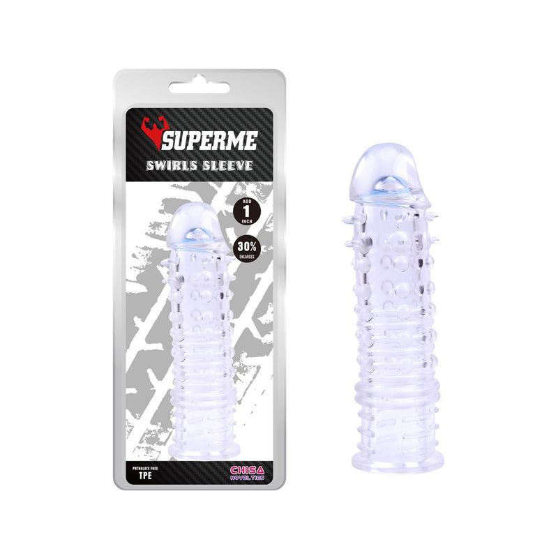Chisa Novelties - Swirls - Geribbelde Penis Sleeve - Transparant-Laced-up.nl