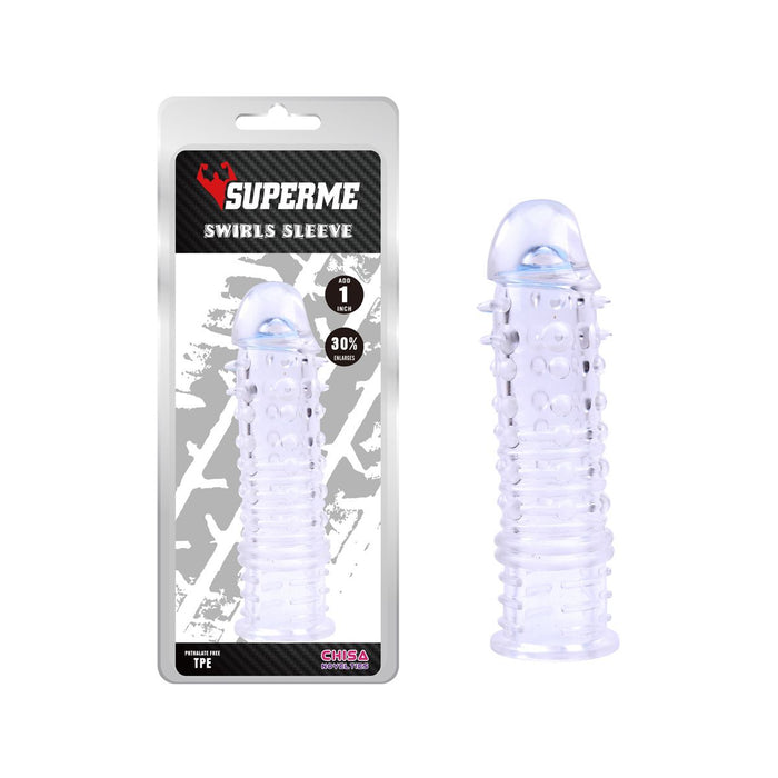 Chisa Novelties - Swirls - Geribbelde Penis Sleeve - Transparant-Laced-up.nl