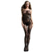Cindylove - Bodystocking - Catsuit Fantasie Kant met Rechte Hals - One Size - Zwart-Laced-up.nl