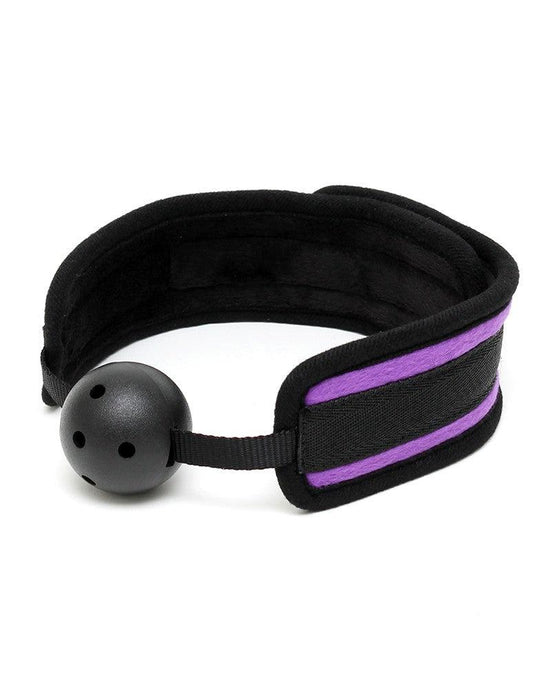 Rimba - Comfortabele ball gag - Zwart/Paars - Verstelbaar-Laced-up.nl