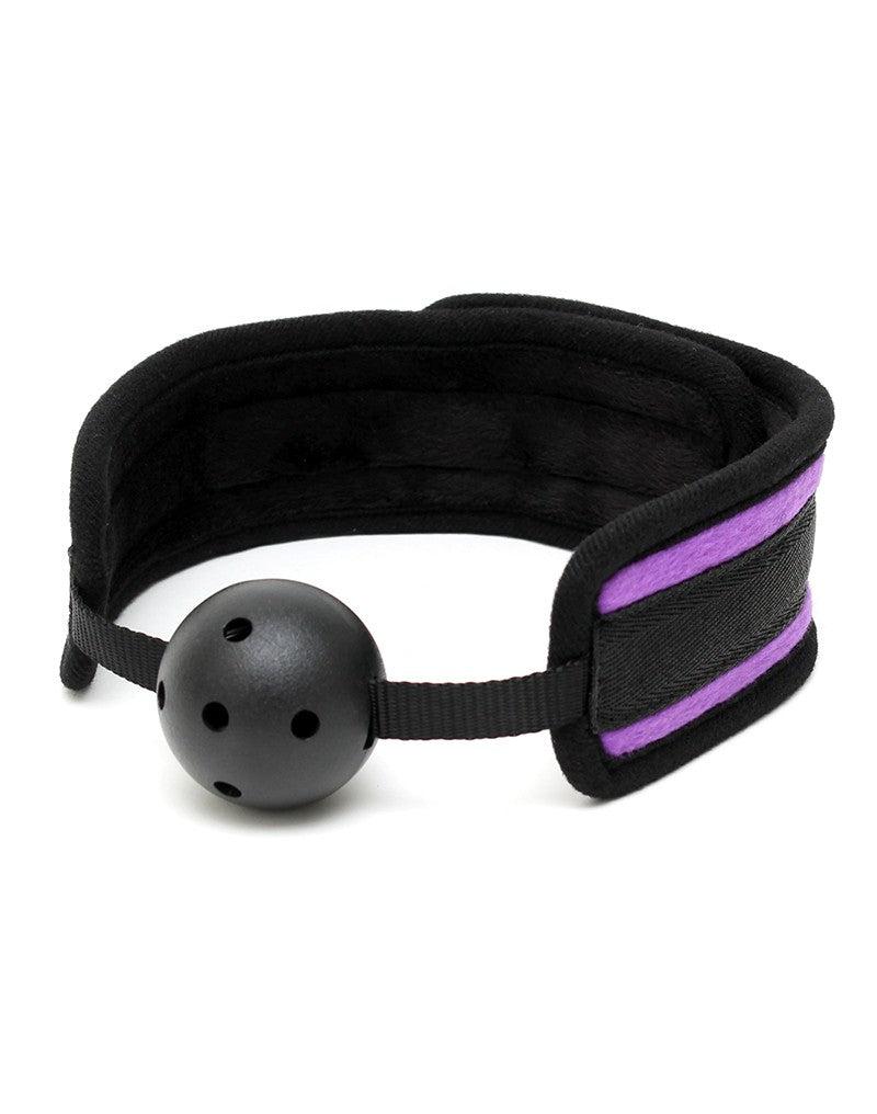Rimba - Comfortabele ball gag - Zwart/Paars - Verstelbaar-Laced-up.nl