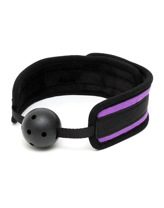 Rimba - Comfortabele ball gag - Zwart/Paars - Verstelbaar-Laced-up.nl