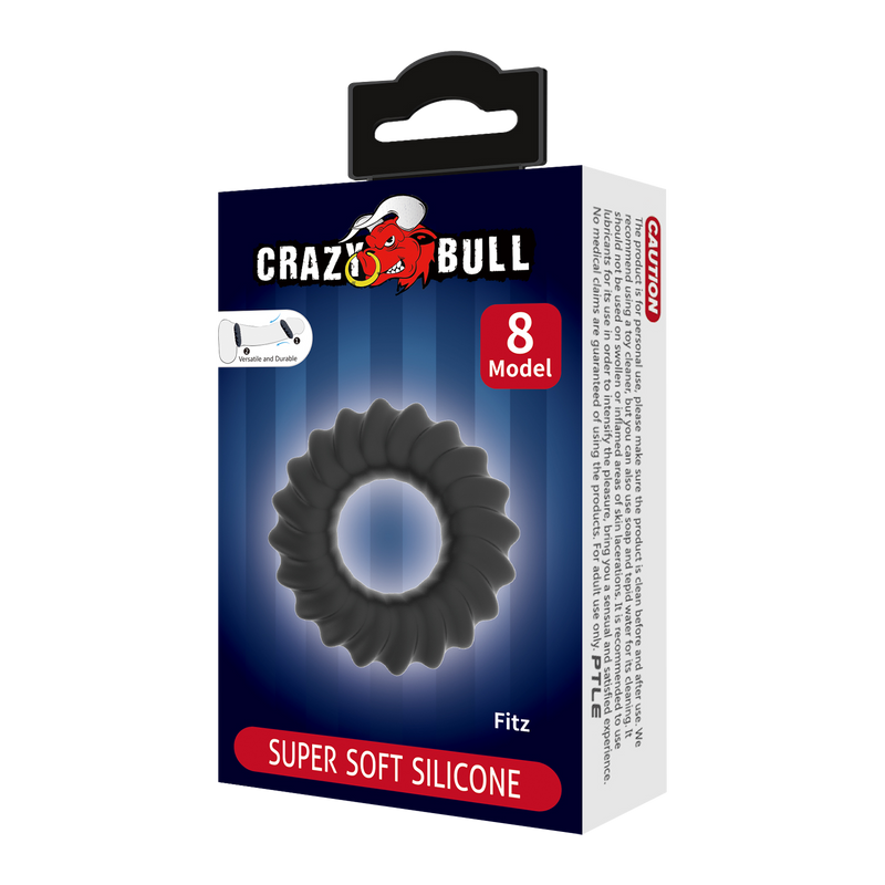 Crazy Bull - Fitz - Super Soft Siliconen Cockring - Model 8 - Zwart-Erotiekvoordeel.nl