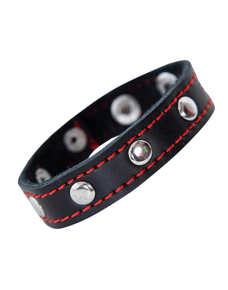 Cut4Men - 2-in-1 Wristband & Ball Stretcher - PU Leather - Black/Red-Laced-up.nl