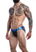 Cut4Men - Desire Jockstrap Leatherette - Metallic Blauw/Zwart-Laced-up.nl