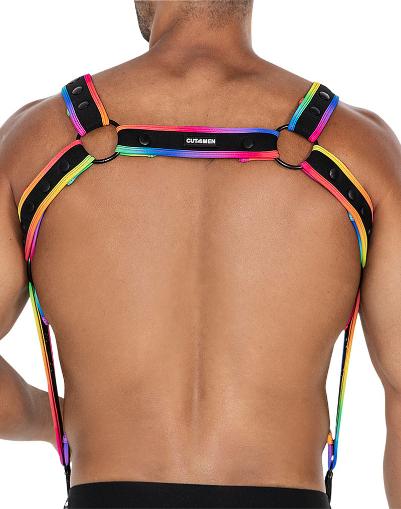 Cut4Men - Harnas - Tuigje - Neo - Zwart/Rainbow-Erotiekvoordeel.nl
