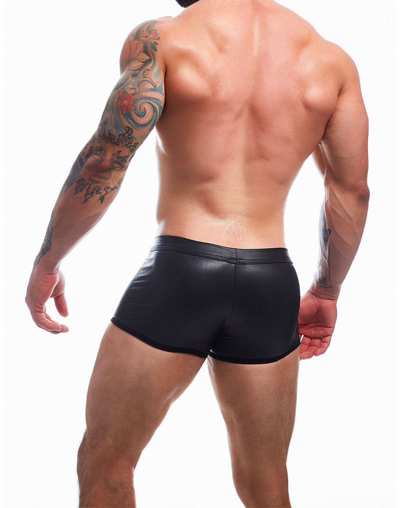 Cut4Men Sexy Wetlook Minishort Peekaboo – Zwart-Erotiekvoordeel.nl