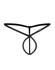 Cut4Men - Spandex Sexy gekreuzter Herrenstring - Schwarz, Kunstleder - Laced-up.nl