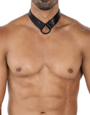 Cut4Men - Wetlook Collar with Strap and Cock ring - Black-Laced-up.nl