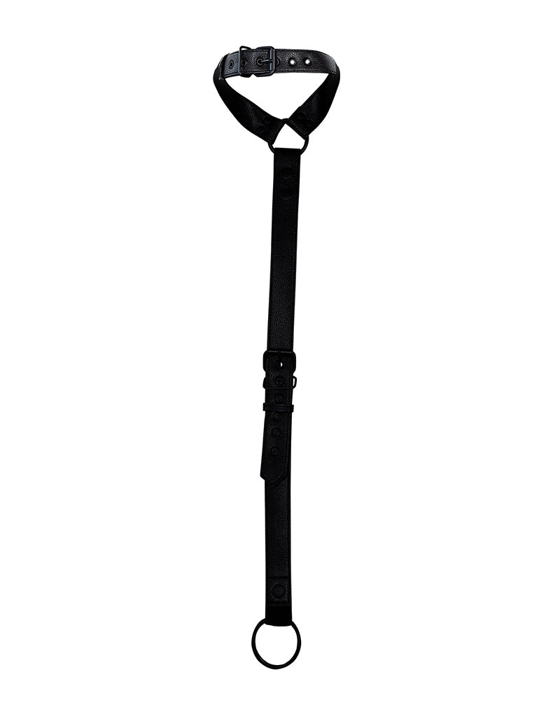 Cut4Men - Wetlook Collar with Strap and Cock ring - Black - Laced-up.nl