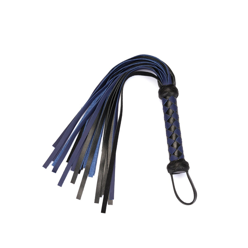 Liebe Seele - Cerulean Dominion - Flogger en cuir exclusif - Noir/Bleu foncé