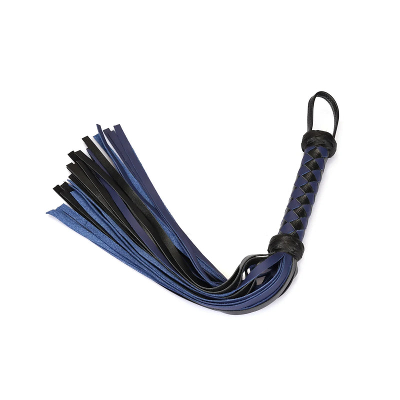 Liebe Seele - Cerulean Dominion - Flogger en cuir exclusif - Noir/Bleu foncé