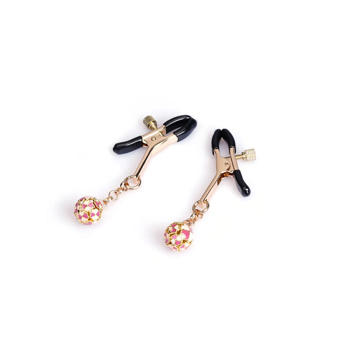 Liebe Seele - Luxe Tepelklemmen met Klaverballetje - Roze/Goud-Erotiekvoordeel.nl