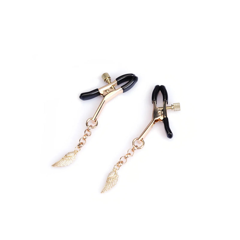 Liebe Seele - Luxe Tepelklemmen met Engelenvleugels Hangers met Strass - Goud-Erotiekvoordeel.nl