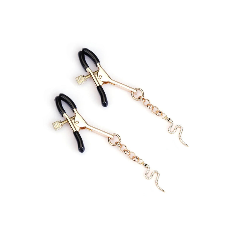 Liebe Seele - Luxe Tepelklemmen met Strass Slangen Hangertjes - Goud-laced-up.nl