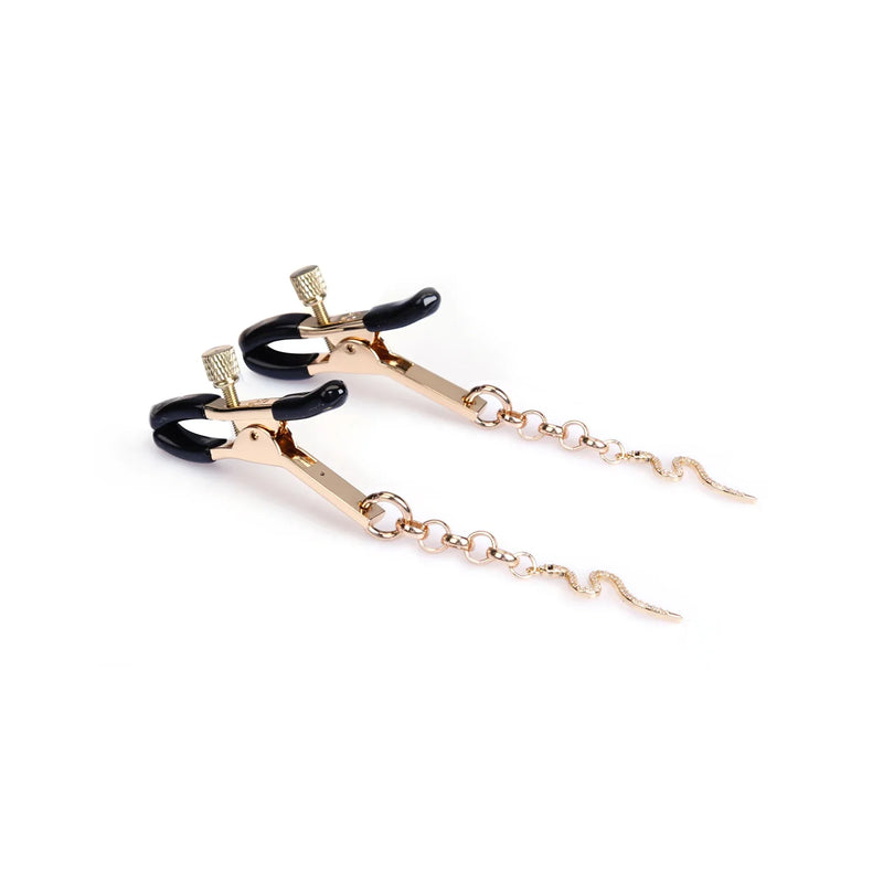 Liebe Seele - Luxe Tepelklemmen met Strass Slangen Hangertjes - Goud-laced-up.nl