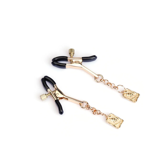 Liebe Seele - Luxe Tepelklemmen met Vierkante Hangers - Goud-Erotiekvoordeel.nl