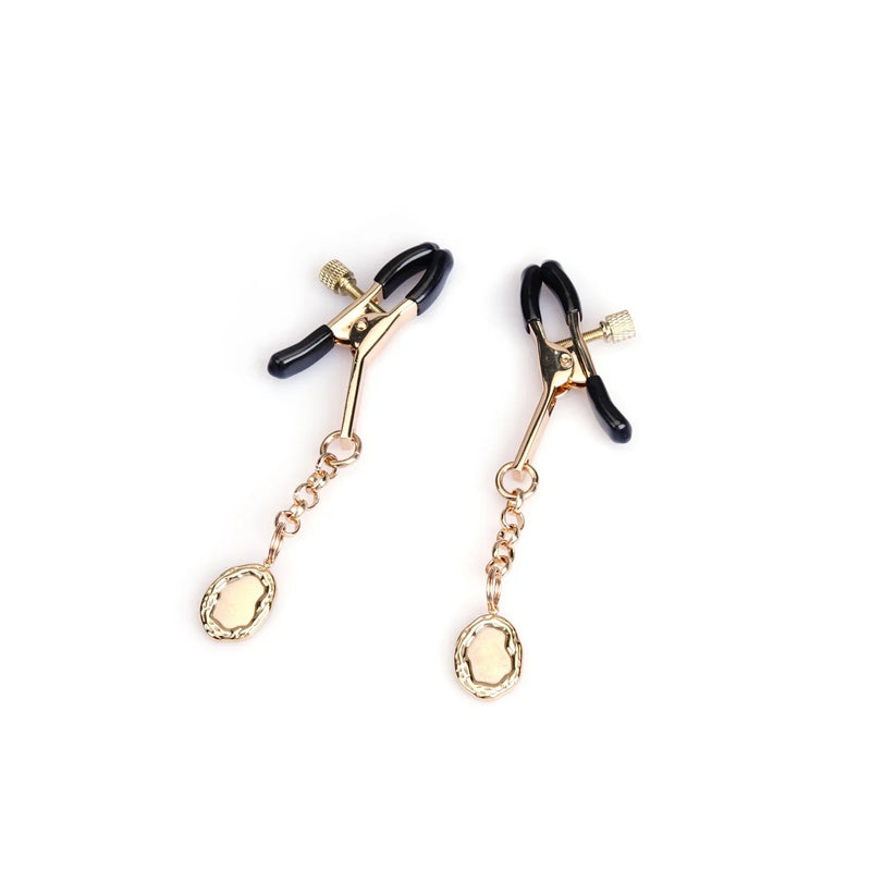 Liebe Seele - Luxe Tepelklemmen met Medaillon Hangertjes - Goud-laced-up.nl