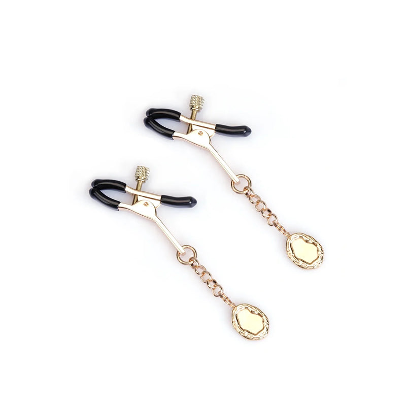 Liebe Seele - Luxe Tepelklemmen met Medaillon Hangertjes - Goud-laced-up.nl