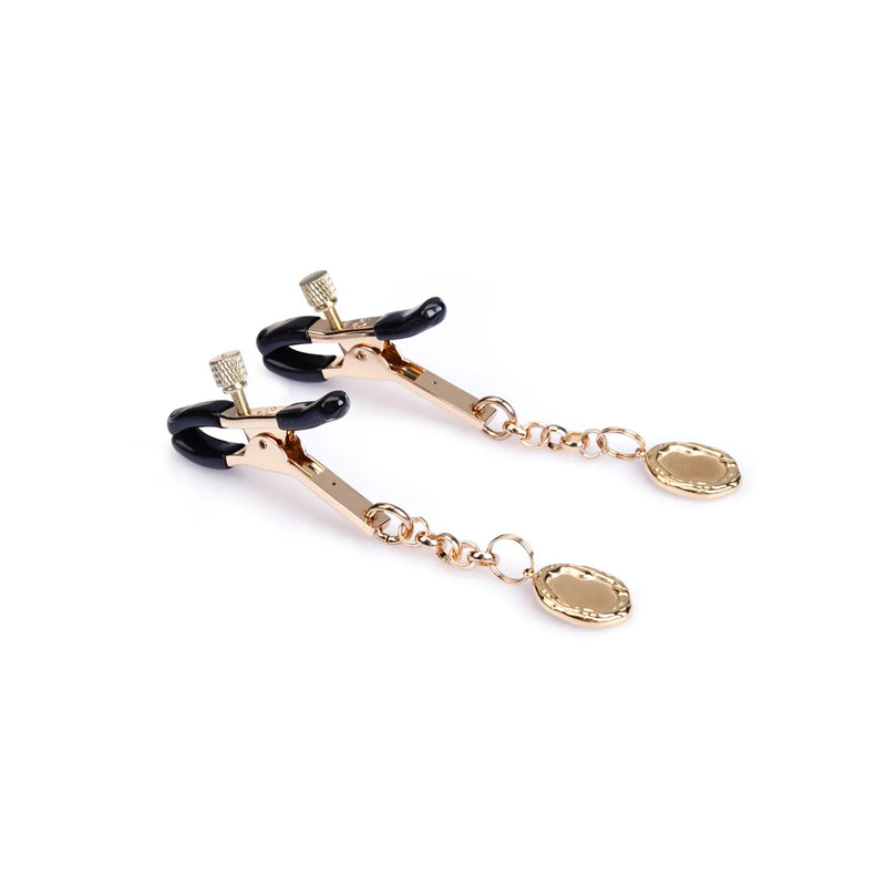 Liebe Seele - Luxe Tepelklemmen met Medaillon Hangertjes - Goud-laced-up.nl