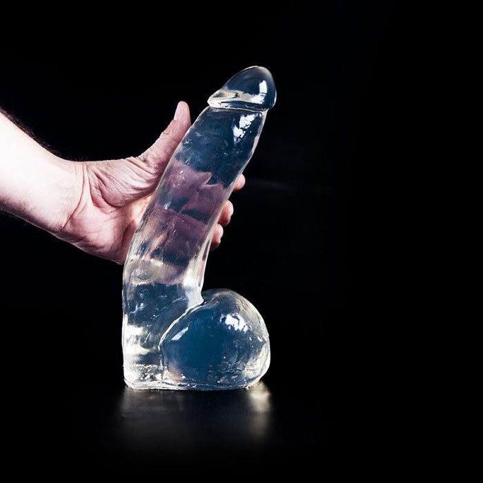 Dark Crystal - Dildo Met Balzak - 28 x 6,7 cm - Transparant-Laced-up.nl