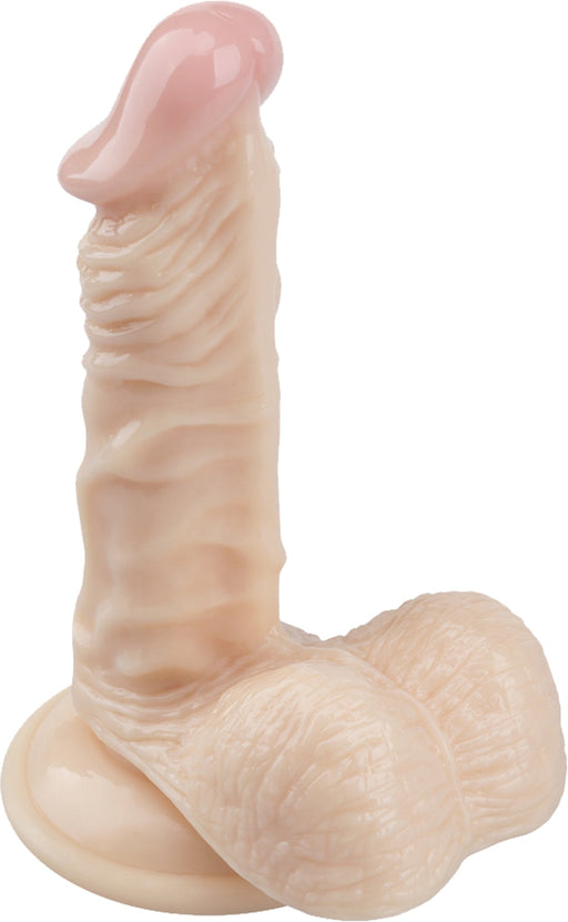 Deep Desire - PVC Dildo met Balzak en Zuignap - 16,5 cm - Lichte Huidskleur-Erotiekvoordeel.nl