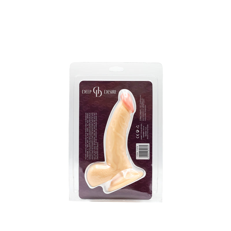 Deep Desire - Gode en PVC avec scrotum et ventouse - 16,5 cm - Peau Claire - Laced-up.nl