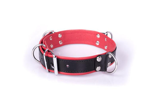 DeLuxe Bondage Collar - Zwart/Rood-Laced-up.nl