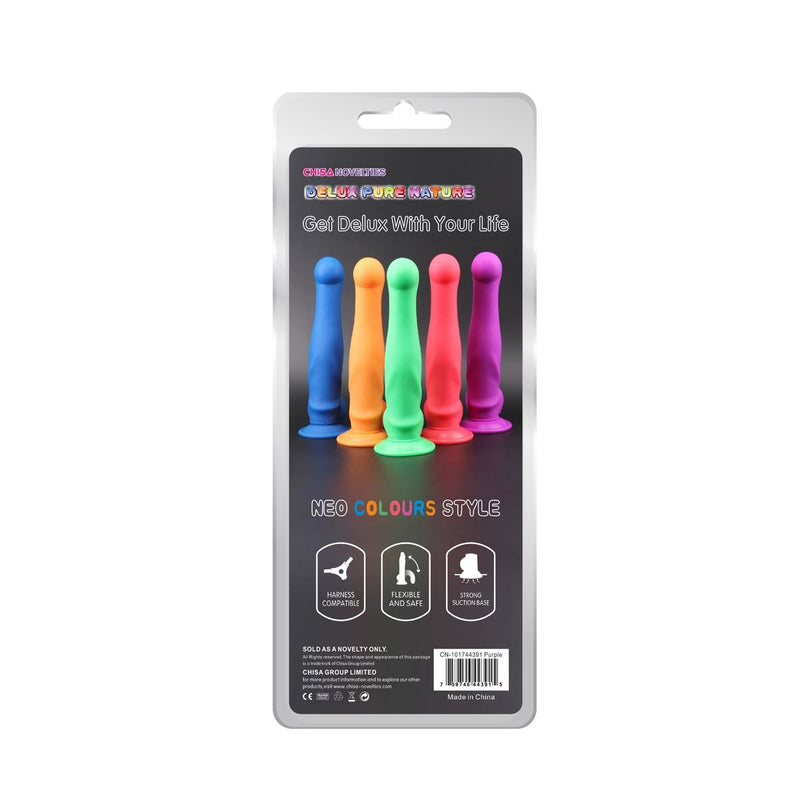 DeLuxe Pure Nature Neo Colours - Siliconen Dildo - 26.5 x 5.1 cm - Paars-Laced-up.nl