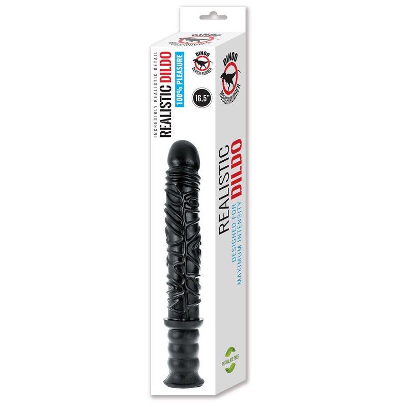 Dinoo - Damocles - XXL Dildo Met Handvat - 42,5 x 4,5 cm - Zwart-Erotiekvoordeel.nl