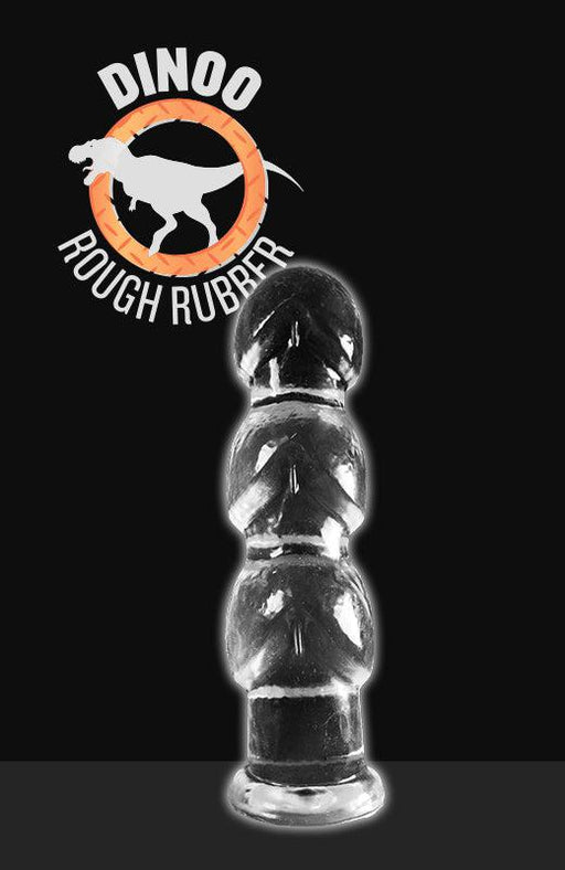 Dinoo - Geribbelde XXL Buttplug Gaston 27,5 x 8 cm - Transparant-Erotiekvoordeel.nl